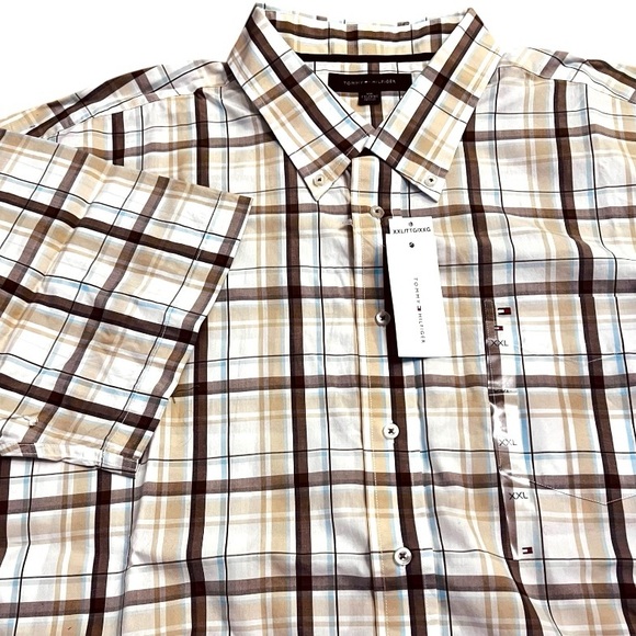 Tommy Hilfiger Other - Tommy Hilfiger Men’s 100% Cotton Shirt Button Plaid  Short Sleeve Size XXL 2X